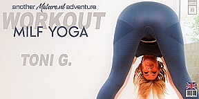 Sporting Skinny Milf Toni G. Loves Working Out Her Shaved Pussy And Climax